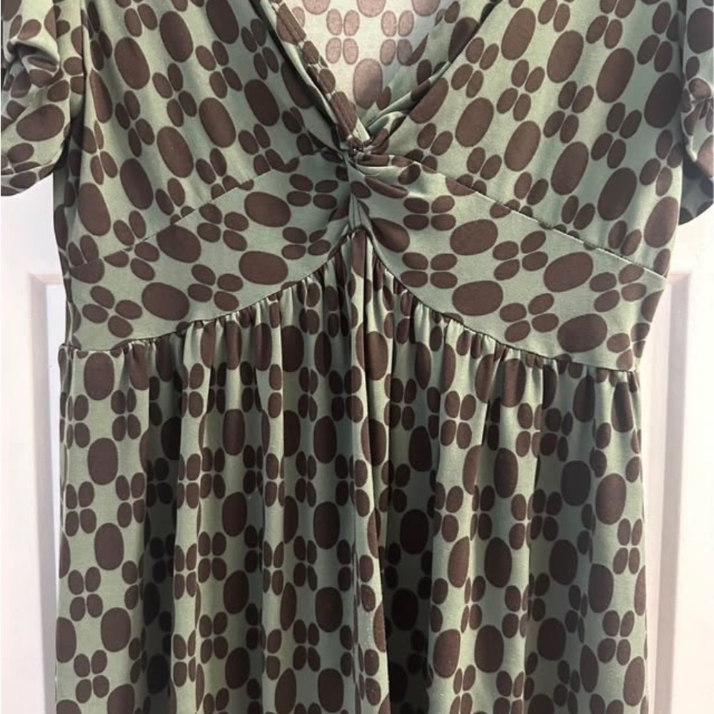 Olive Green Polka Dot Knot-Front Midi Top